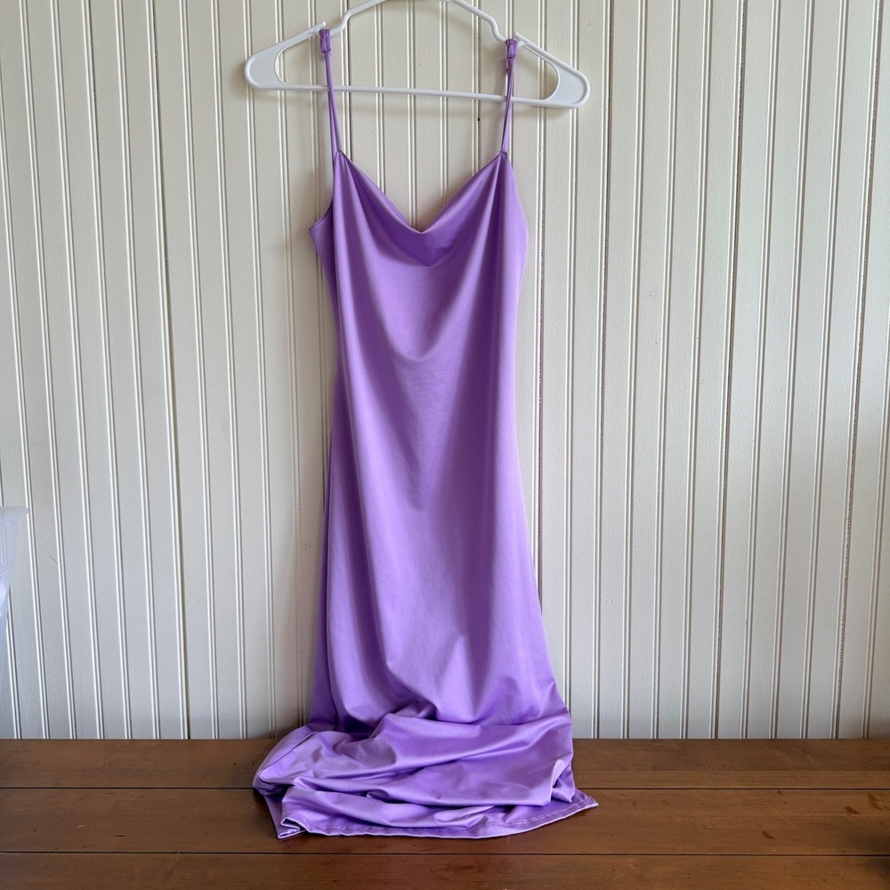 Vibe Lavender Cowl Y2K Neck Open Back Strappy Maxi Dress Size M